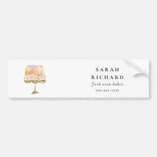 Minimal Pastel Colourful Watercolor Cake Bakery Bumper Sticker
