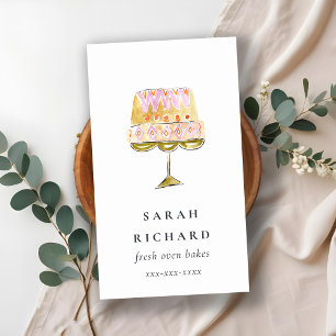 Minimal Pastel Colourful Watercolor Cake Bakery Business Card