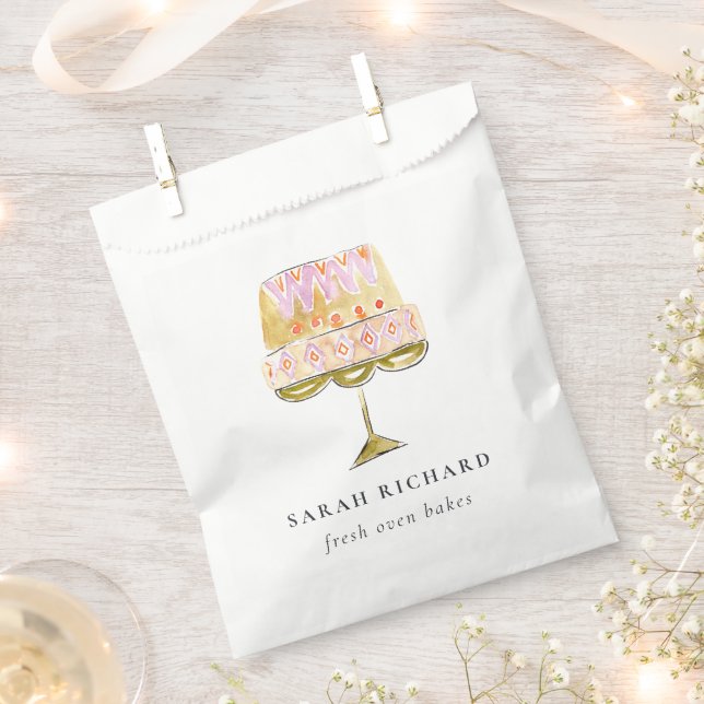 Minimal Pastel Colourful Watercolor Cake Bakery Favour Bag (Clipped)