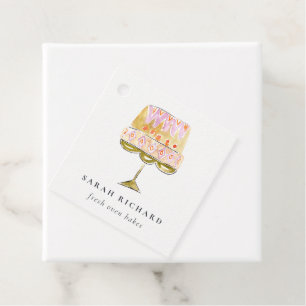 Minimal Pastel Colourful Watercolor Cake Bakery Favour Tags