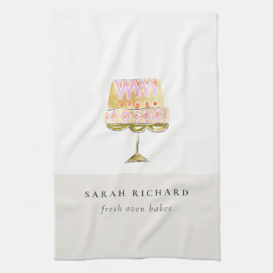 Minimal Pastel Colourful Watercolor Cake Bakery Kitchen Towel