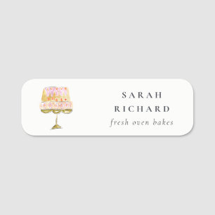 Minimal Pastel Colourful Watercolor Cake Bakery Name Tag