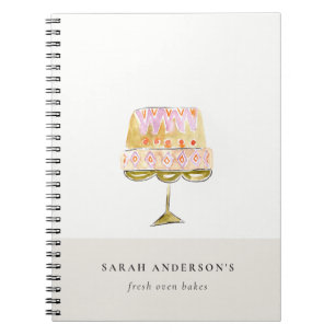 Minimal Pastel Colourful Watercolor Cake Bakery Notebook