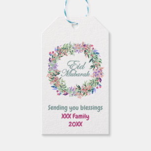 Minimal Pastel Floral Eid Mubarak Personalized Gift Tags
