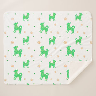 Minimal Pastel green chihuahua Silhouette blanket