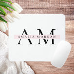 Minimal Pastel Pink Initial & Name Personalized  Mouse Pad<br><div class="desc">Add a touch of elegance to your workspace with this minimal pastel pink personalized mouse pad. Featuring a custom monogram with your initial and name, this sleek and modern design enhances both style and function. The soft pastel pink colour brings a calming vibe to your desk while providing a smooth...</div>
