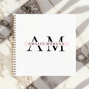 "Minimal Pastel Pink Initial & Name Personalized  Notebook