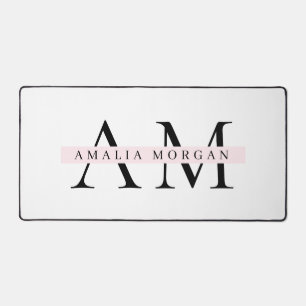 Minimal Pastel Pink Initial & Personalized  Desk Mat
