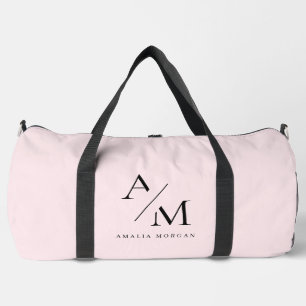 Minimal Pastel Pink Initial & Personalized Duffle Bag