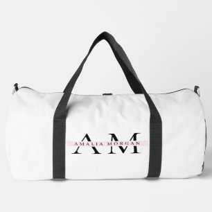Minimal Pastel Pink Initial & Personalized  Duffle Bag