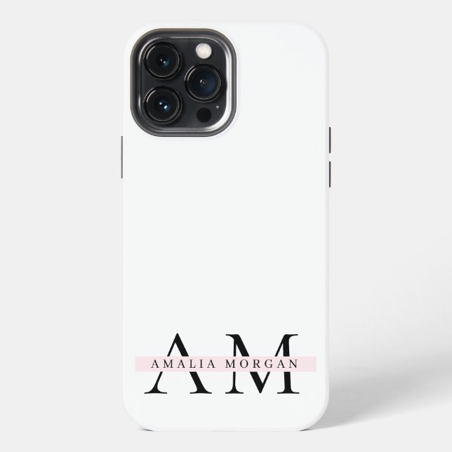 Minimal Pastel Pink Initial & Personalized  iPhone Case (Back)