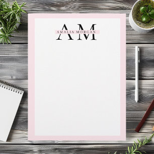 Minimal Pastel Pink Initial & Personalized  Letterhead