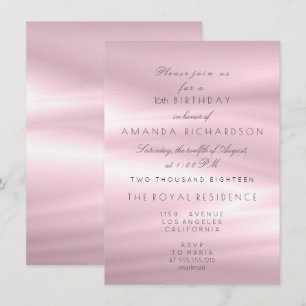 Minimal Pastel Pink Lilac Pearl Birthday Glitter Invitation