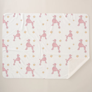 Minimal Pastel Pink Poodle Pattern Blanket