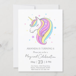 Minimal Pastel Unicorn Birthday Party Invitation