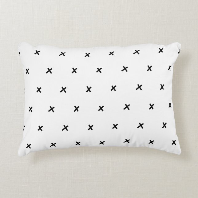 Minimal Pattern X plus sign black white pattern + Accent Pillow (Front)
