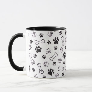 Minimal Paw & Bones Pattern Mug