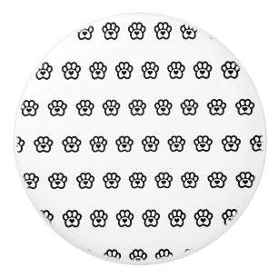 Minimal Paw Print With Heart Pet Symbol Ceramic Knob