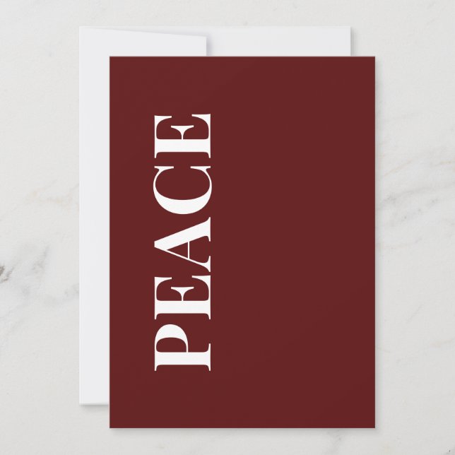 Minimal PEACE | Deep Red Holiday Greeting Card (Front)