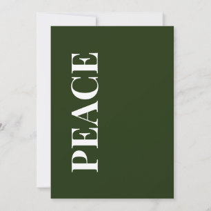 Minimal PEACE   Forest Green Holiday Greeting Card