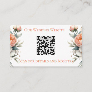 Minimal Peach and White Floral Enclosure Card