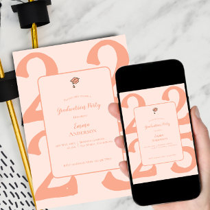 Minimal Peach Graduation Party Invitation