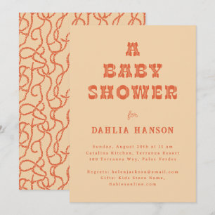 Minimal Peach Orange Western Baby Shower Invitation