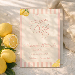 Minimal Peachy Stripes Lemons bridal Shower Save The Date