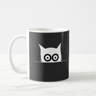 Minimal Peeking Cat Small Chest Black and White  Coffee Mug