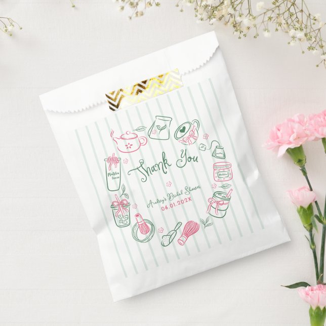 Minimal Perfect Matcha  Bridal Shower Thank You Favour Bag (Sealed)