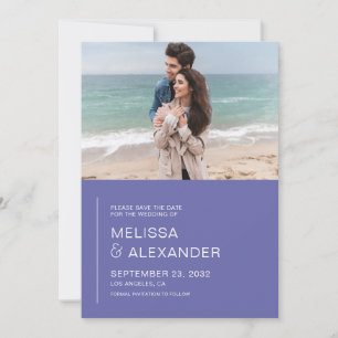 Minimal periwinkle simple photo wedding save the date