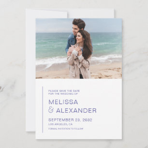 Minimal periwinkle simple photo wedding save the date