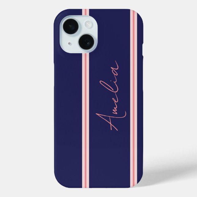 Minimal Personalized Blue Pink Case-Mate iPhone Case (Back)