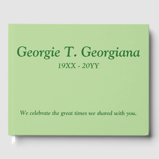 Minimal, Personalized Condolences Guestbook (Front)