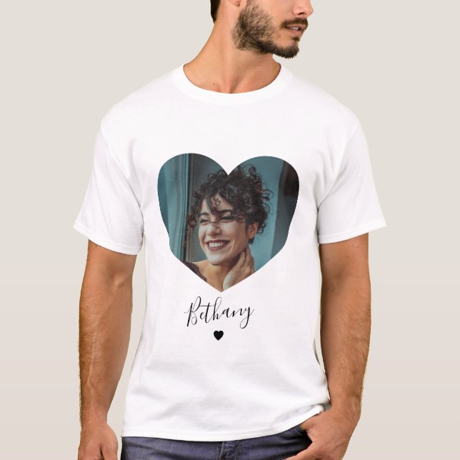 Minimal Personalized Heart Photo T-Shirt (Front)