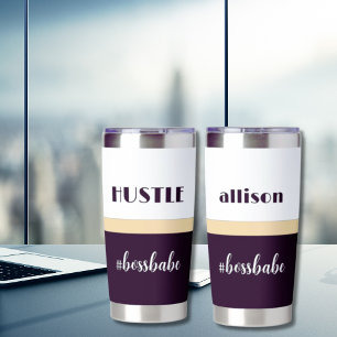 Minimal Personalized Hustle Boss Babe Insulated Tumbler