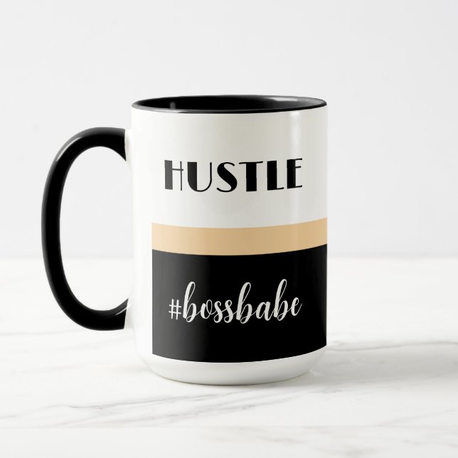 Minimal Personalized Hustle Boss Babe Mug (Left)