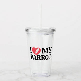 Minimal Personalized Parrot Lover Quote Typography Acrylic Tumbler