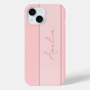 Minimal Personalized Pink iPhone 15 Case