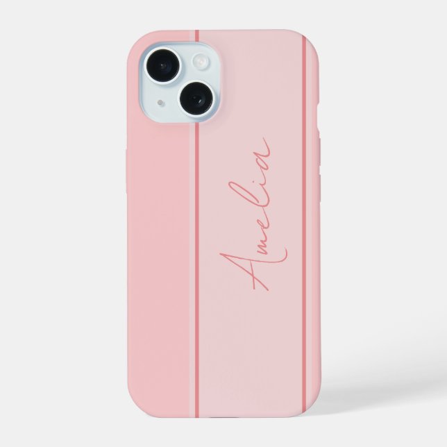Minimal Personalized Pink iPhone 15 Case (Back)