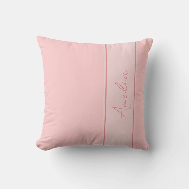 Minimal Personalized Pink Throw Pillow (Front)