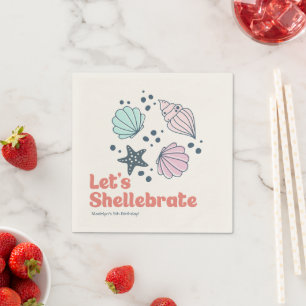 Minimal Personalized Seashell Birthday Napkin