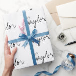 Minimal personalized typography black white wrapping paper<br><div class="desc">Elegant and simple custom wrapping paper.</div>