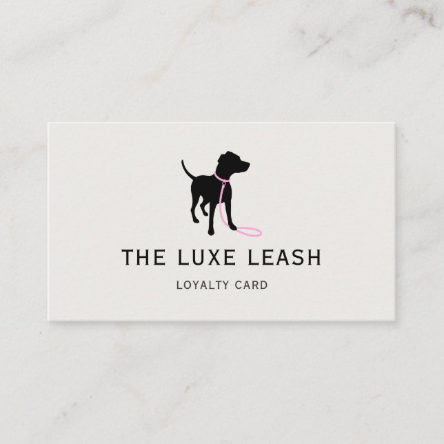Minimal Pet Silhouette Dog Walker Reward Loyalty Card (Front)