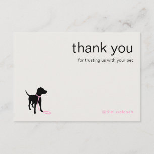 Minimal Pet Silhouette Dog Walking QR Code Thank You Card