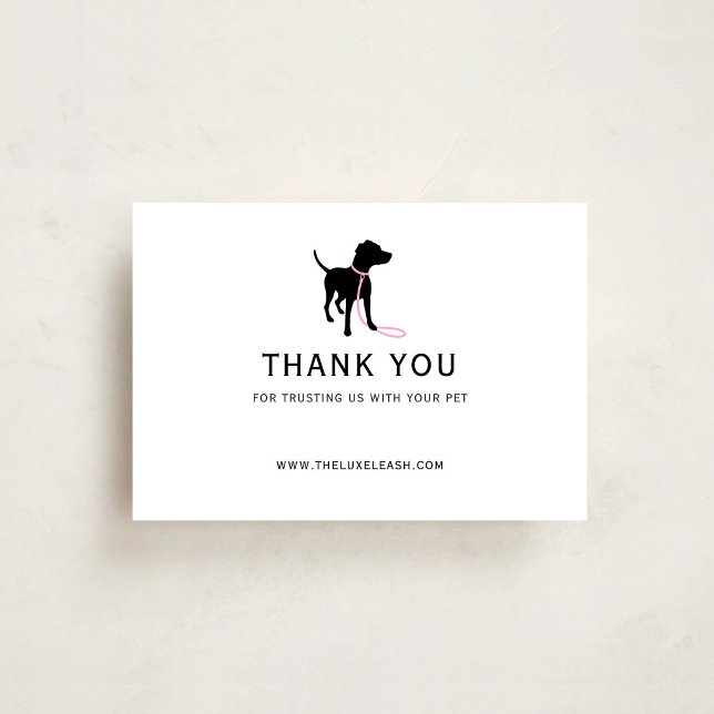Minimal Pet Silhouette Dog Walking QR Code Thank You Card (Creator Uploaded)