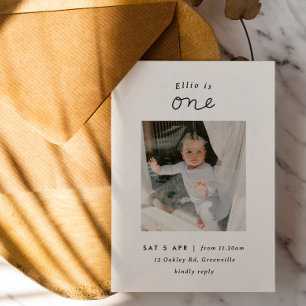 Minimal Photo 1st Birthday Invitation