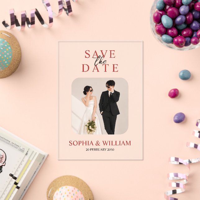 Minimal Photo Acrylic Save the Date Card Invitations (Insitu (Celebration))