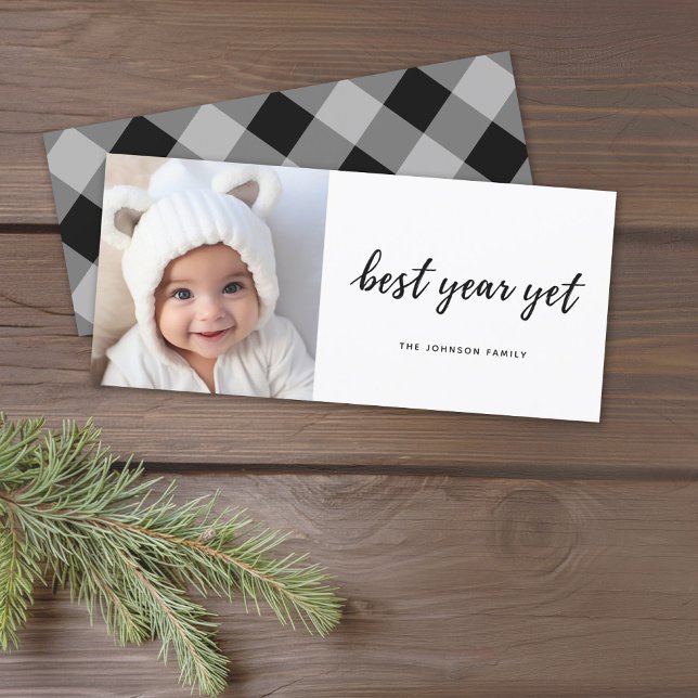 Minimal Photo Best Year Yet Modern Christmas Holiday Card (Add 1 photo to this minimal design Christmas card.)