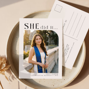 Minimal Photo Collage Graduation Invitation Postcard